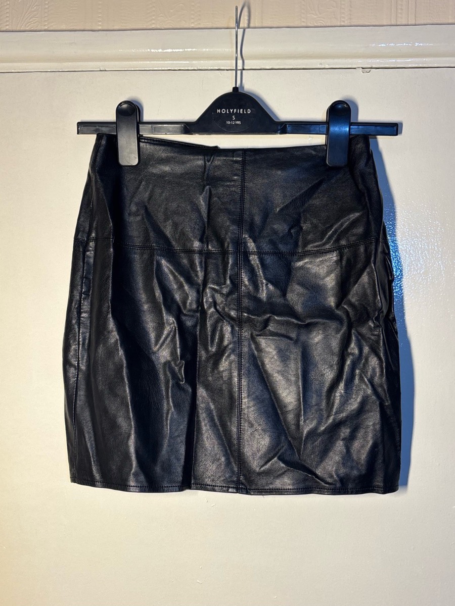 Missguided Black Faux Leather Mini Skirt UK 8 / EU 36