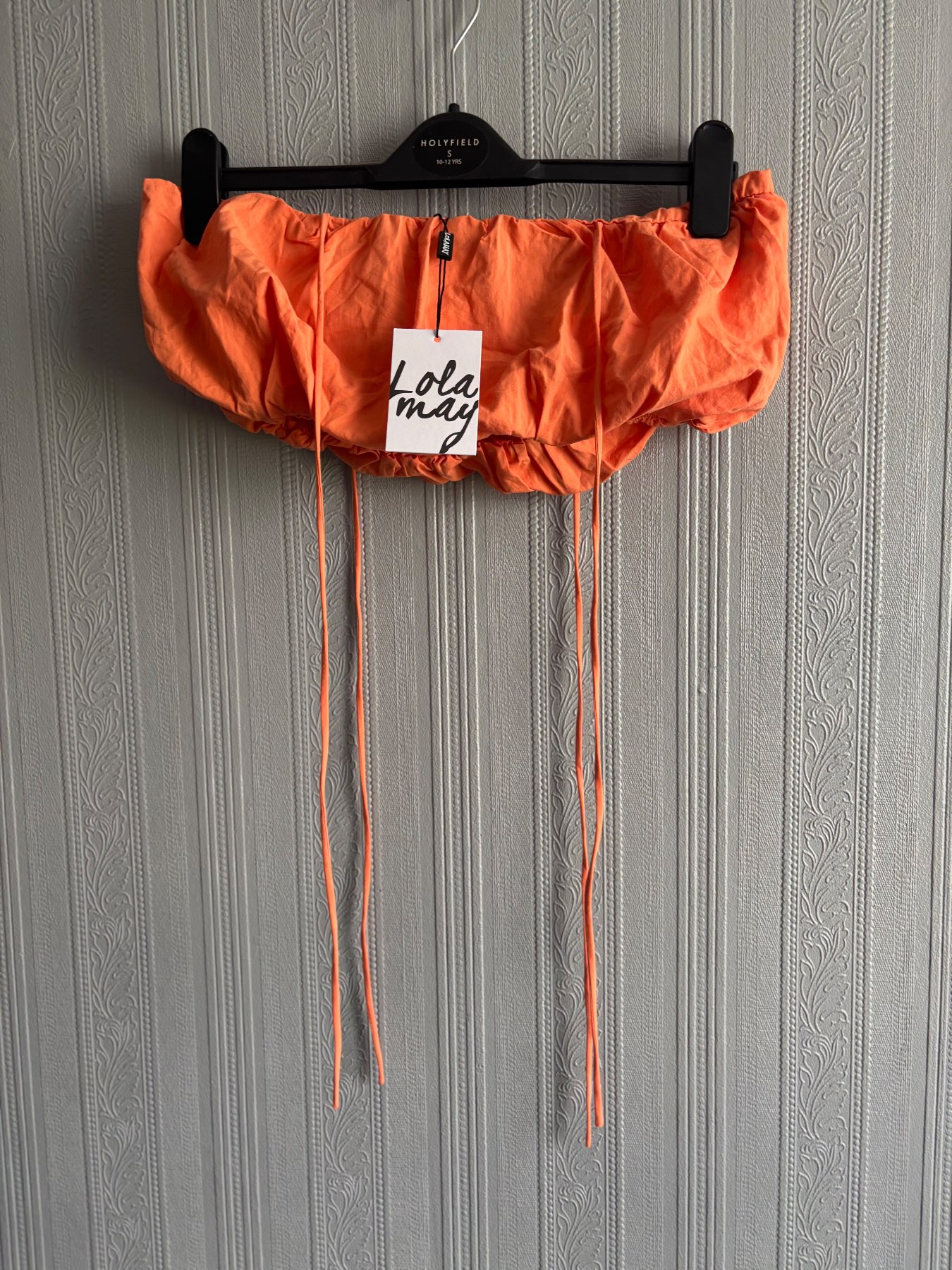 Lola May Orange Bandeau Tie-Front Crop Top - UK Size 8