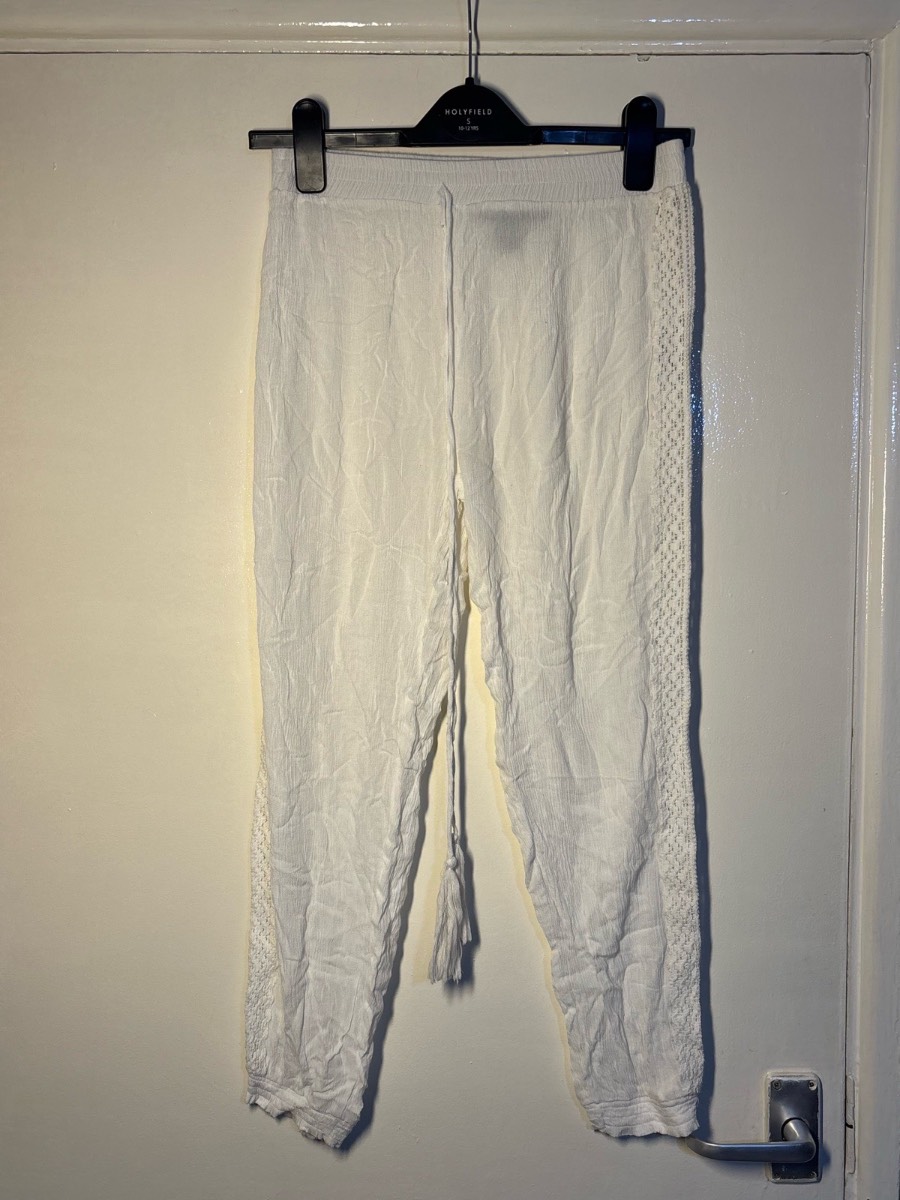 Atmosphere White Lace Trim Beach Trousers Size S / UK 8-10