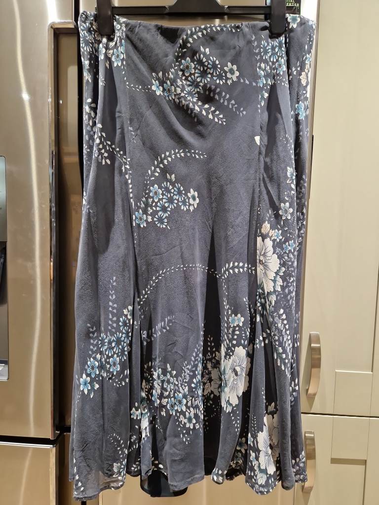 Monsoon Grey Silk Skirt Size 18
