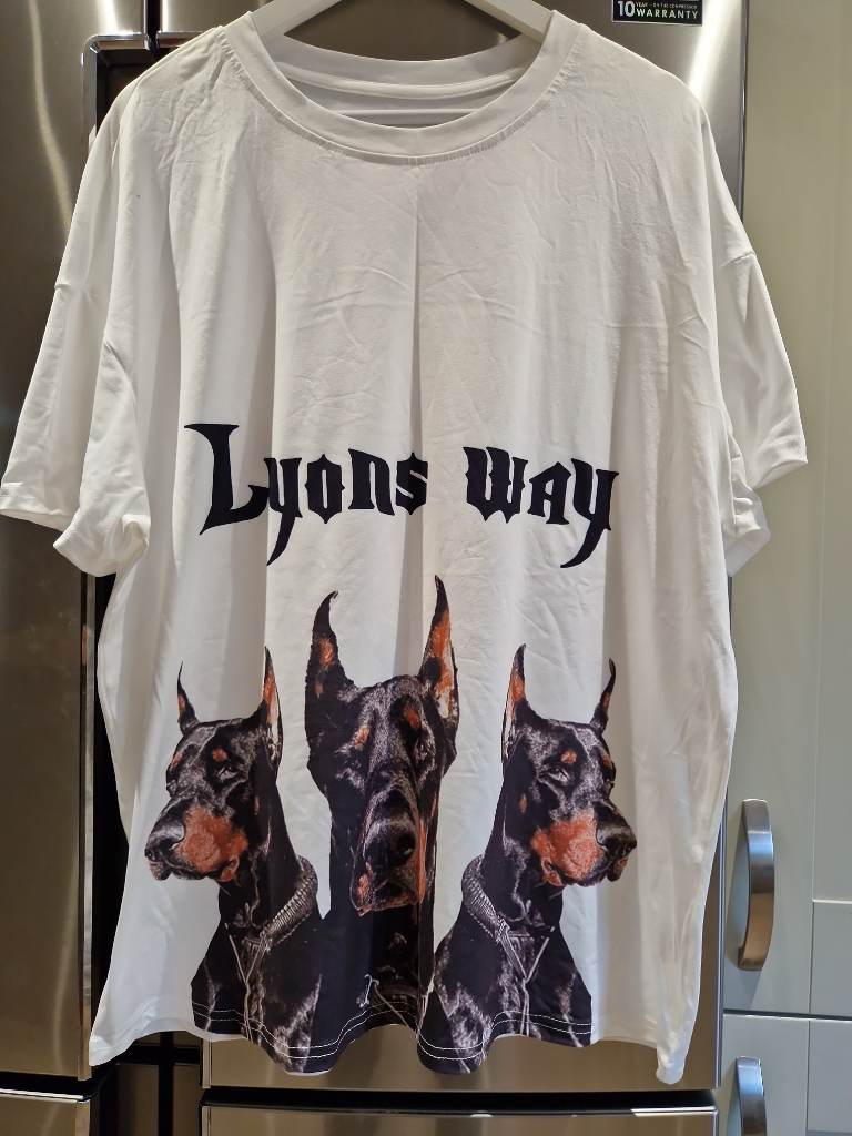 Shein Mens Doberman Print T Shirt Large