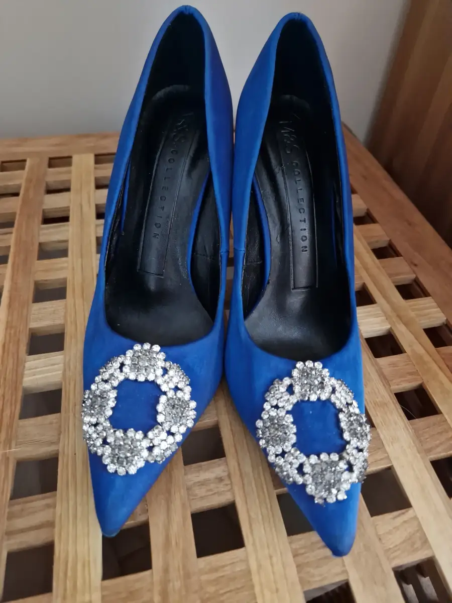 M&S Collection Blue Satin Heels Size 3