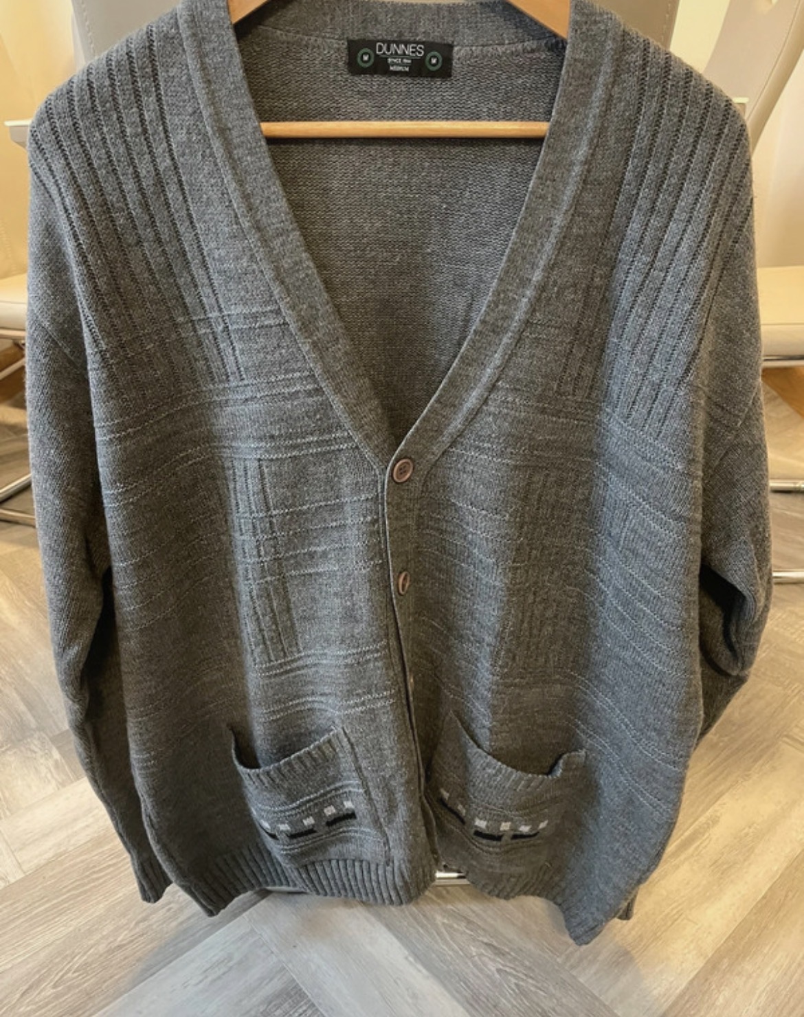 Dunnes Stores Ireland Men's Grey Stone V Neck Cardigan, size M - Was £30 now £9