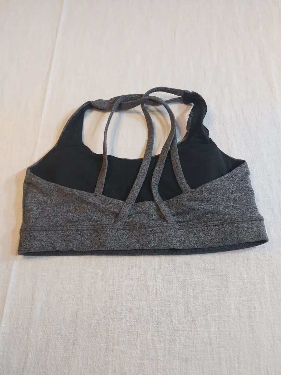 Lululemon Grey Strappy Back Sports Bra UK 8 Women's Yoga Gym Running Top