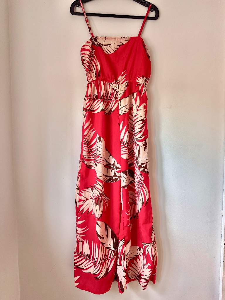 SHEIN Girls Red Tropical Leaf Jumpsuit Size 10 Years Summer Beach Holiday