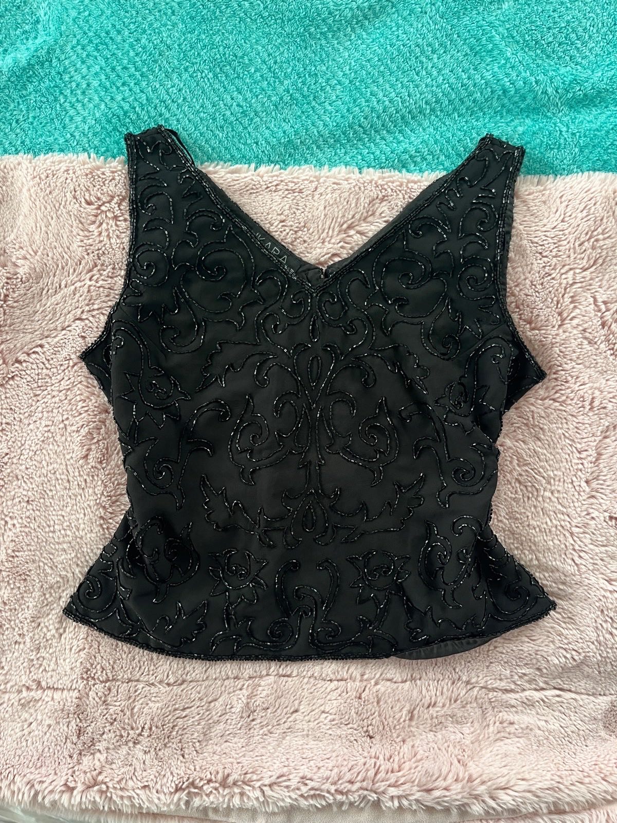 Jkara New York Black Beaded Top