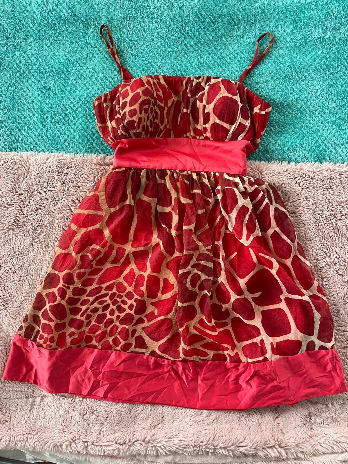 Manoukian Pink & Beige Giraffe Animal Print Mini Dress