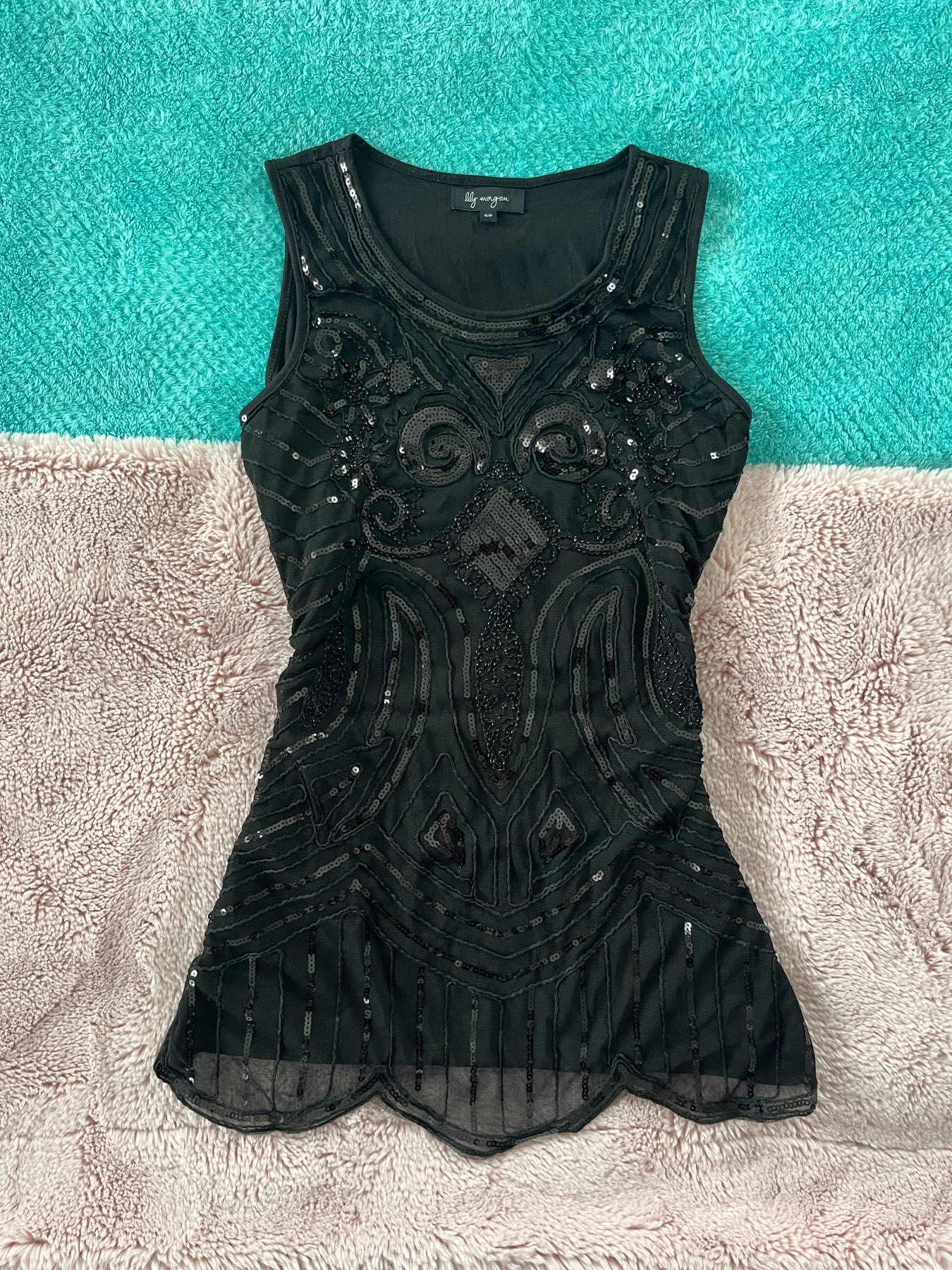 Lily Morgan Black Beaded Top Y2K Style