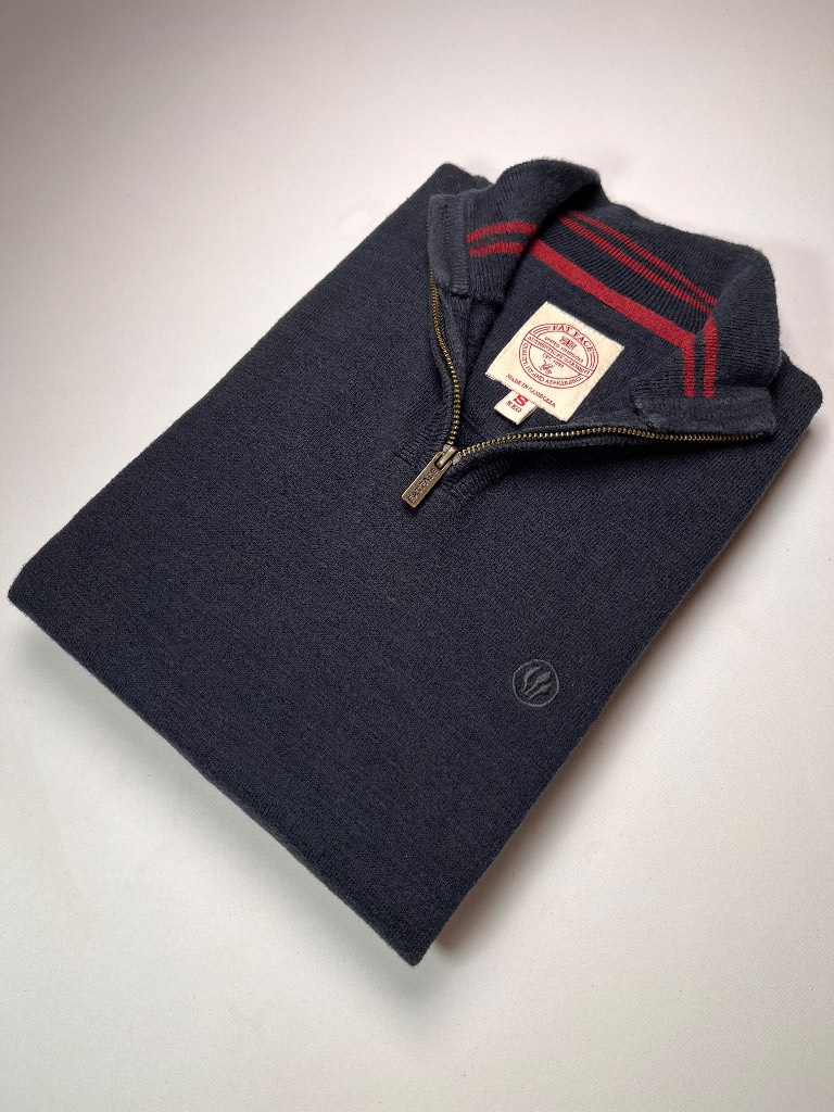 Fat Face Quarter 1/4 Zip Jumper Dark Navy Lightweight Turtleneck Sweater Men’s S [647b