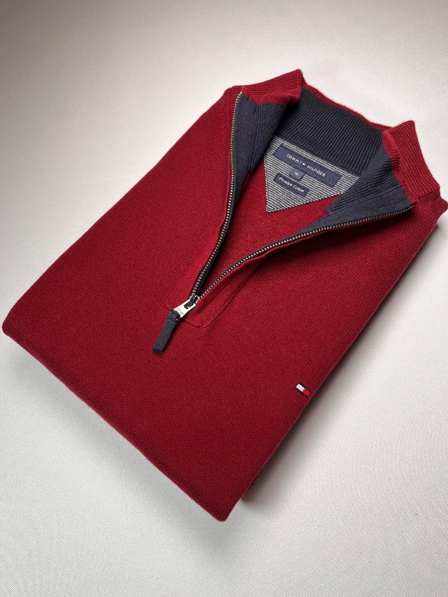 Tommy Hilfiger Cherry Quarter 1/4 Zip Jumper Knitted Sweater Men’s XL [740b]