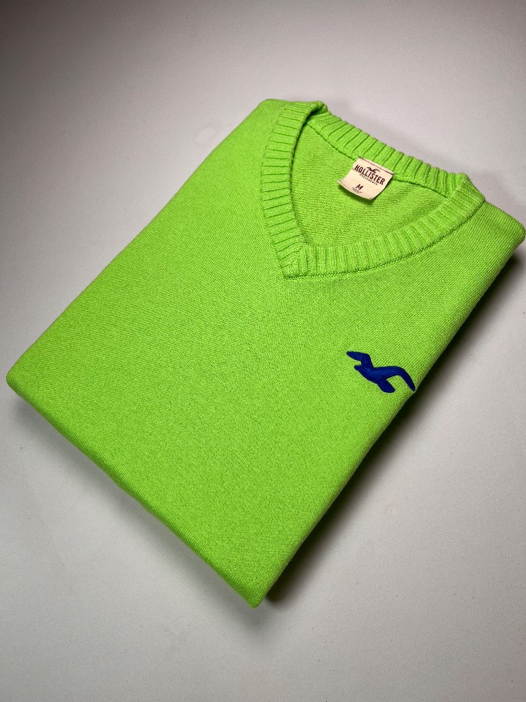 Hollister Mint Green Lightweight Jumper With Blue Embroidery Men’s M Slim [473b
