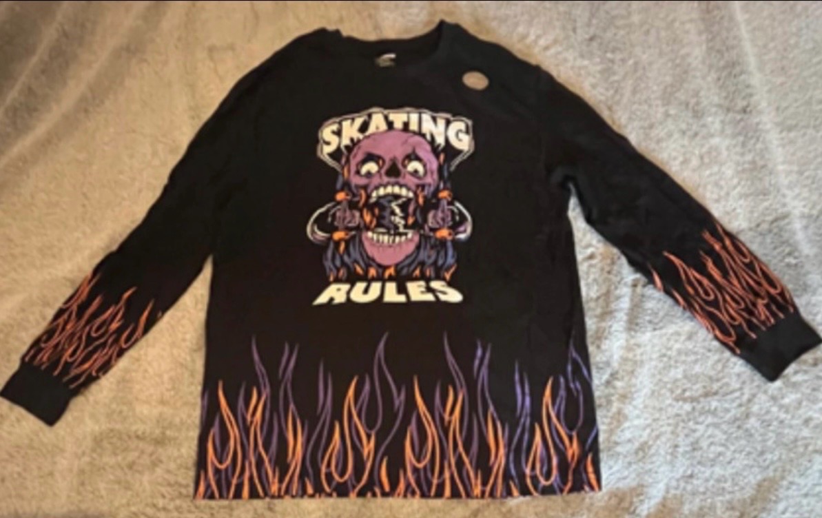 NEW Skater Style Skull & Flame Top | Age 12-13y | Streetwear