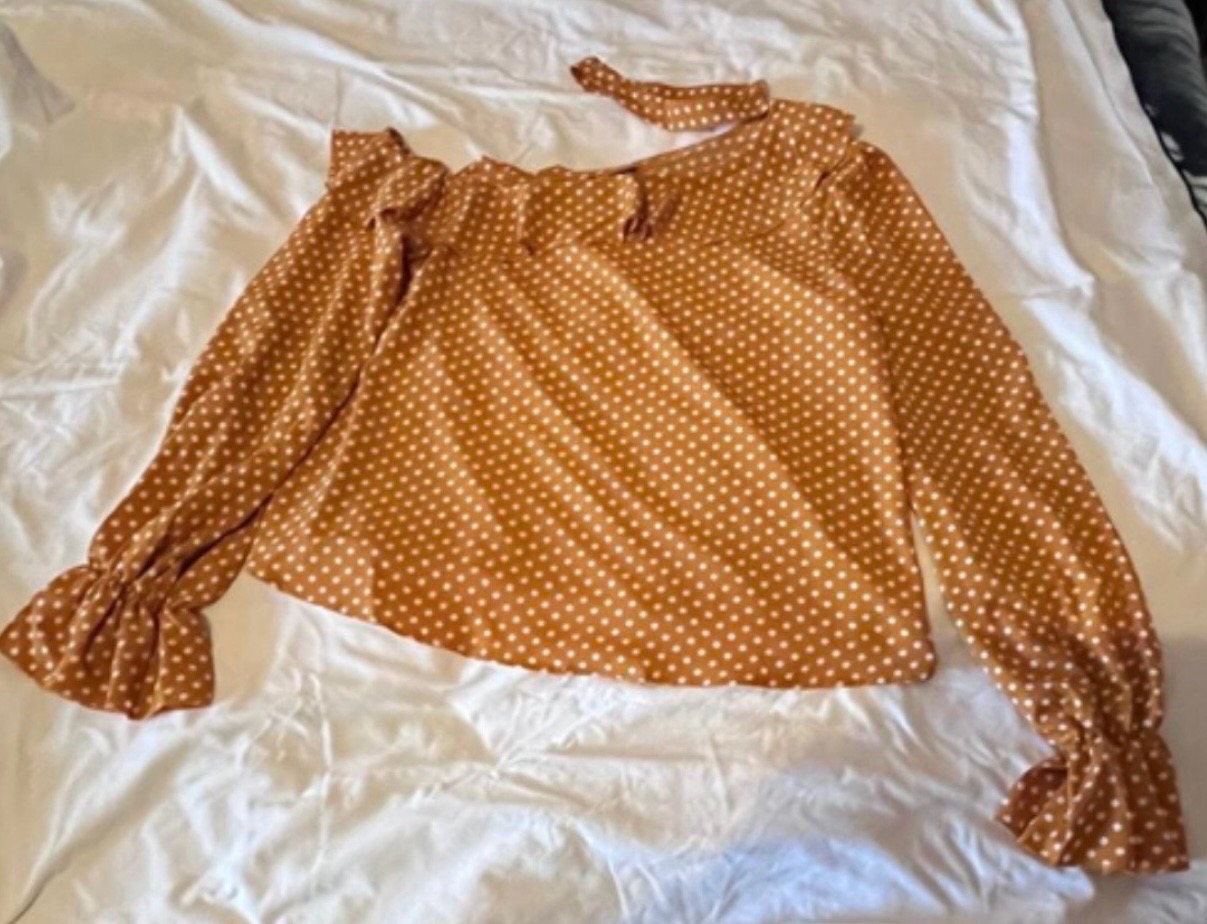 Mustard Polka Dot Long Sleeve Blouse