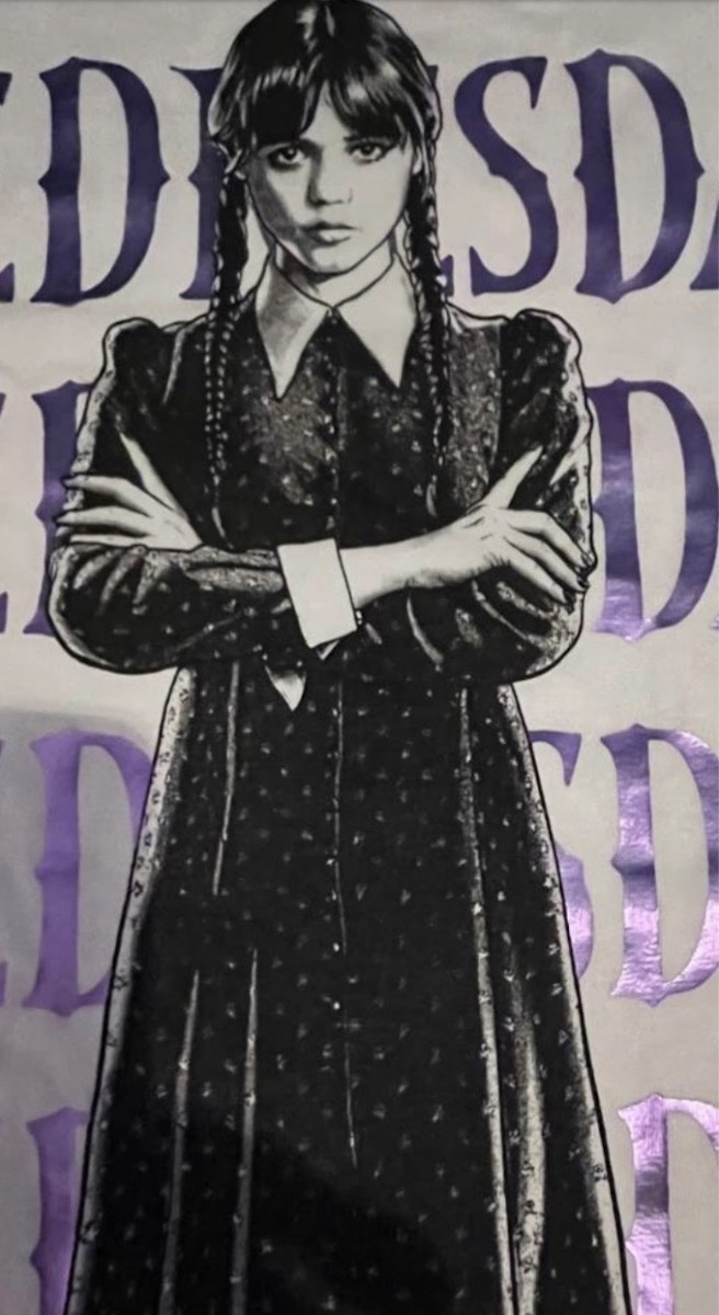 Wednesday Addams Graphic Top | Age 9-10 Years | White & Purple