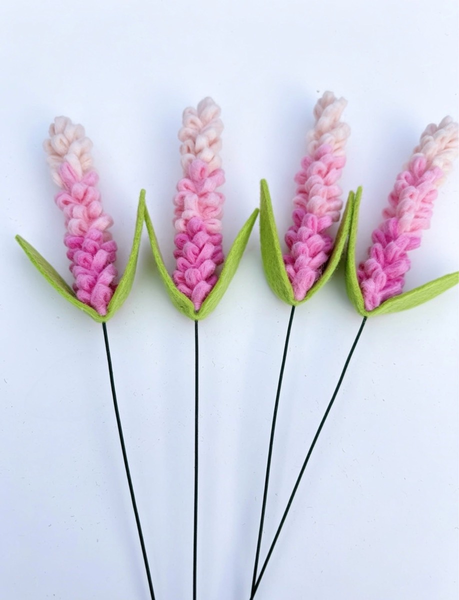 Ombré pink felt lavender stems