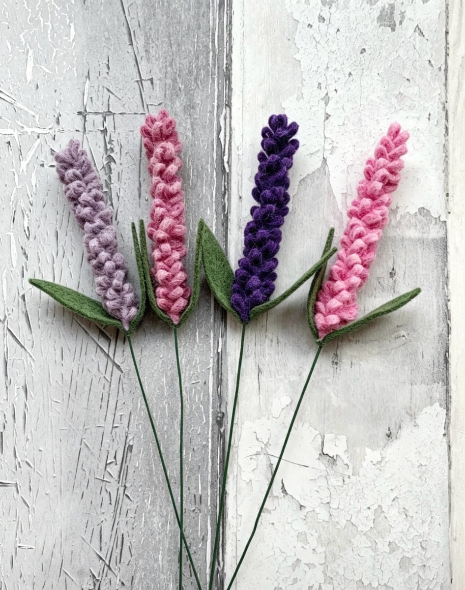 Heathered felt lavender stems