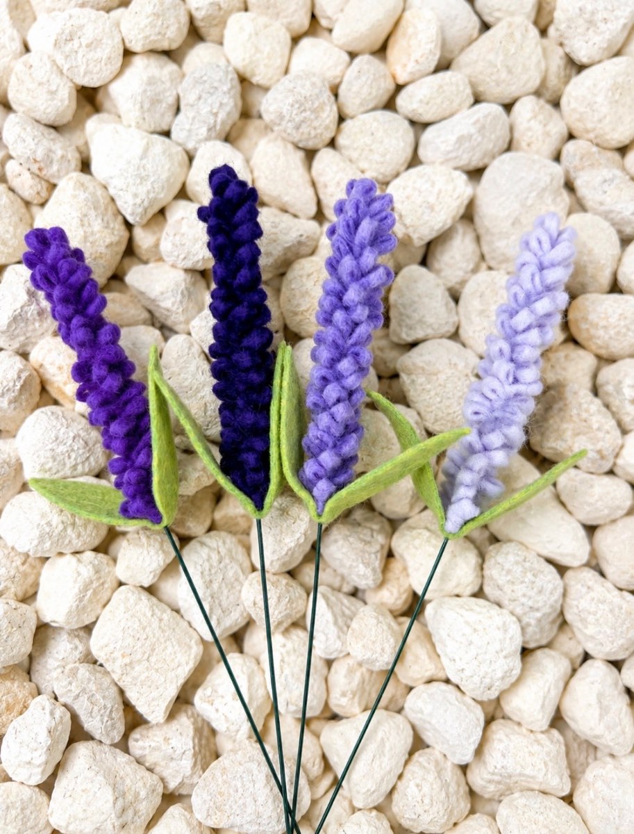Four felt lavender stems