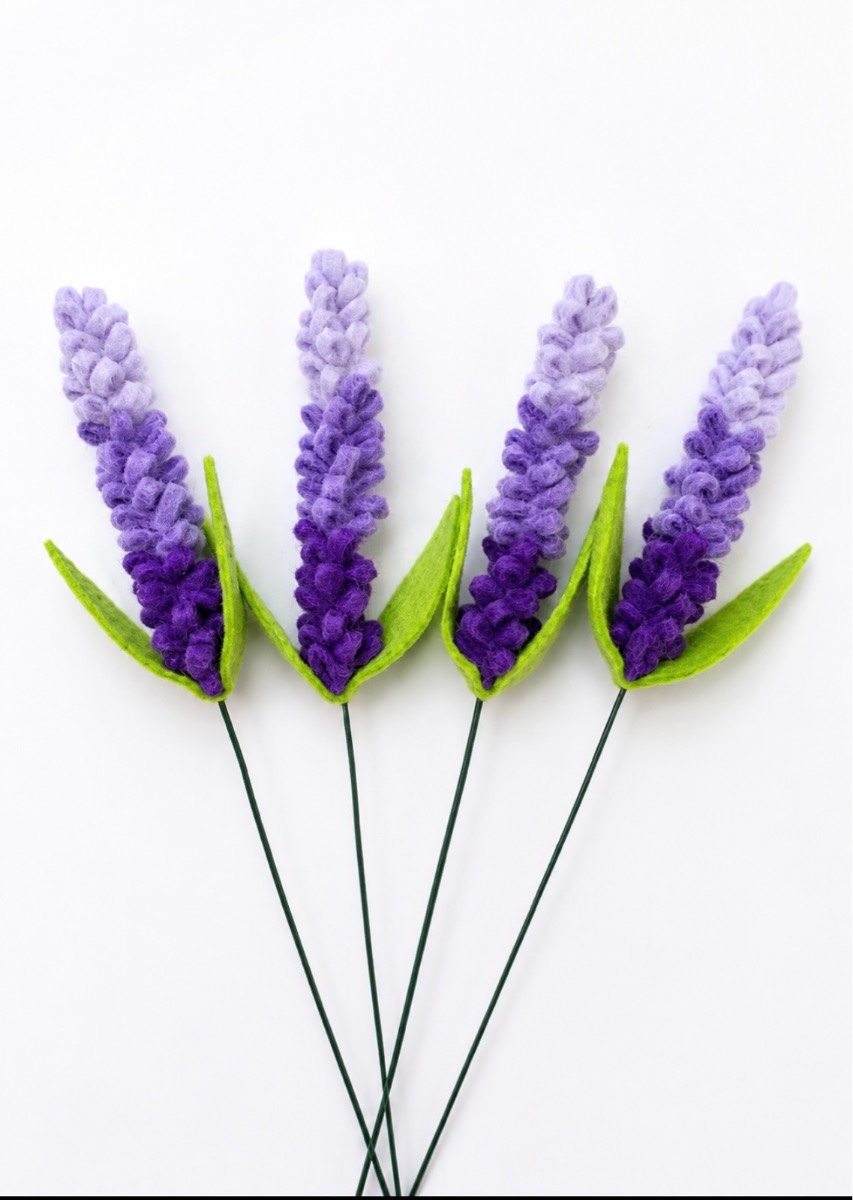Ombre purple felt lavender stems