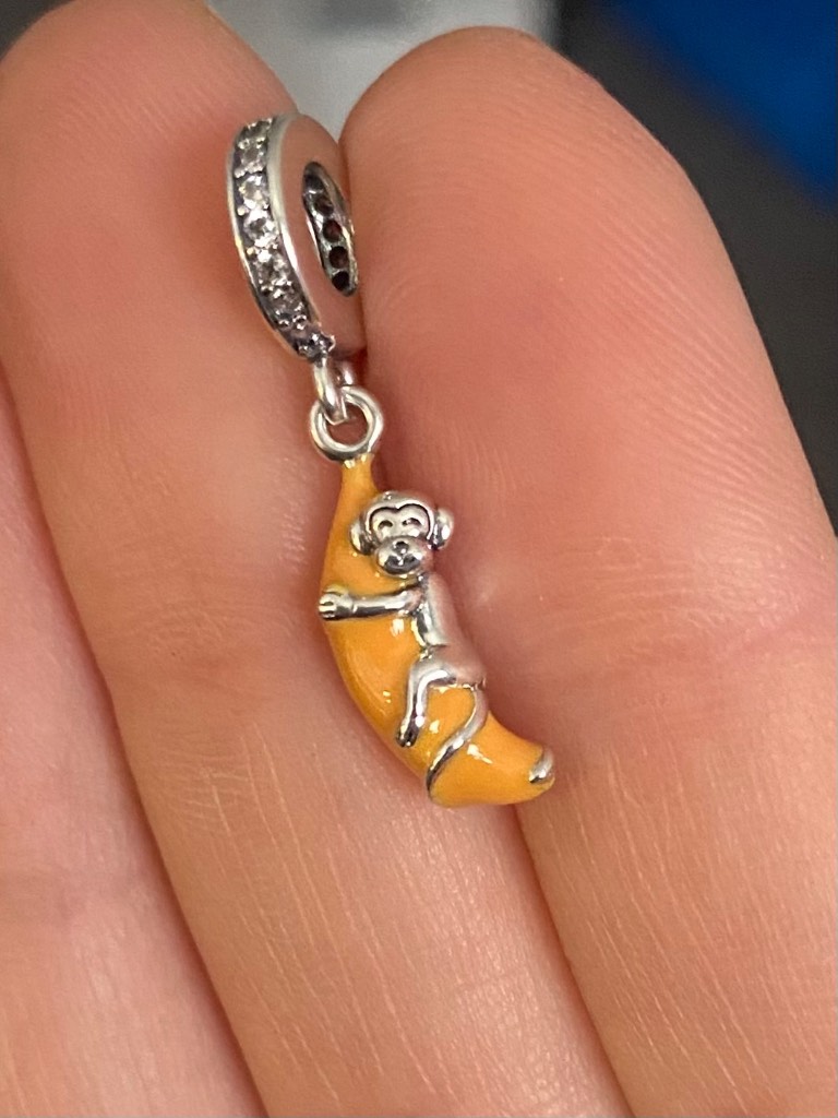 Monkey on Banana Dangle Charm
