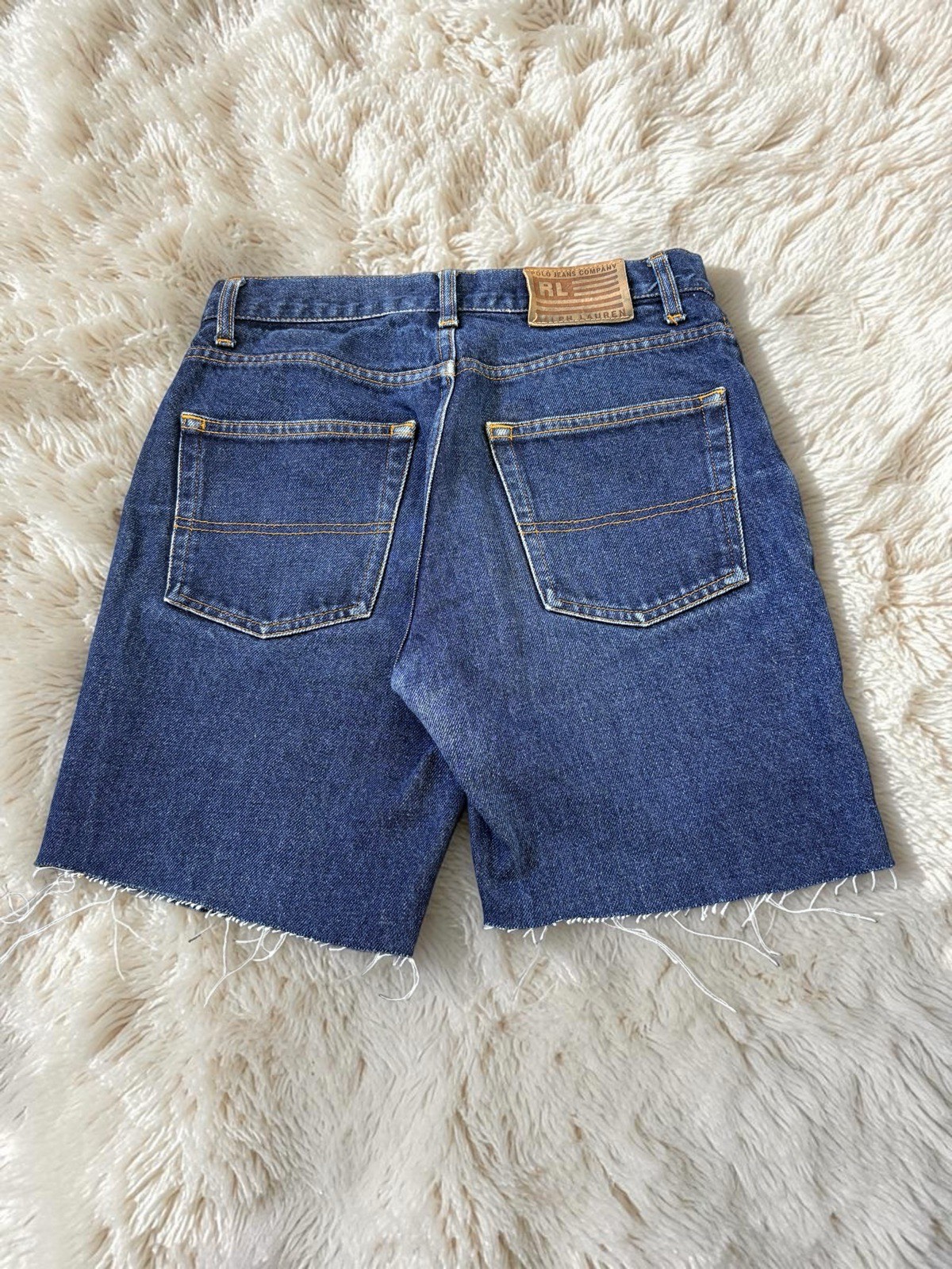 Vintage Polo Jeans Co Ralph Lauren Denim Cut Off Shorts – Dark Wash Raw Hem
