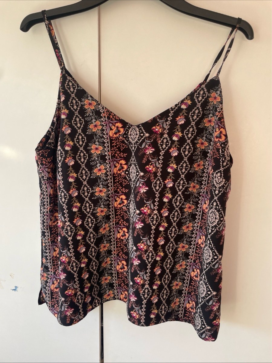 Vintage New Look Cami Top Size 14 Y2K 90s Floral Boho Festival Strappy Vest