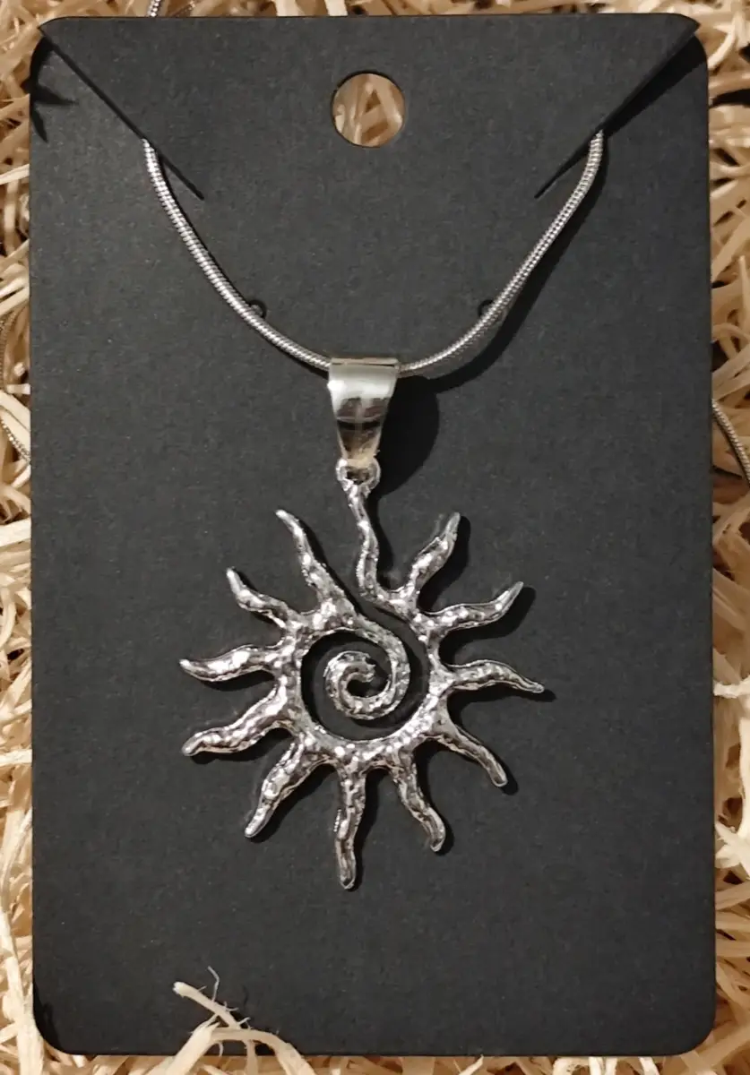 Spiral Sun Pendant Necklace Silver Fashion Jewellery