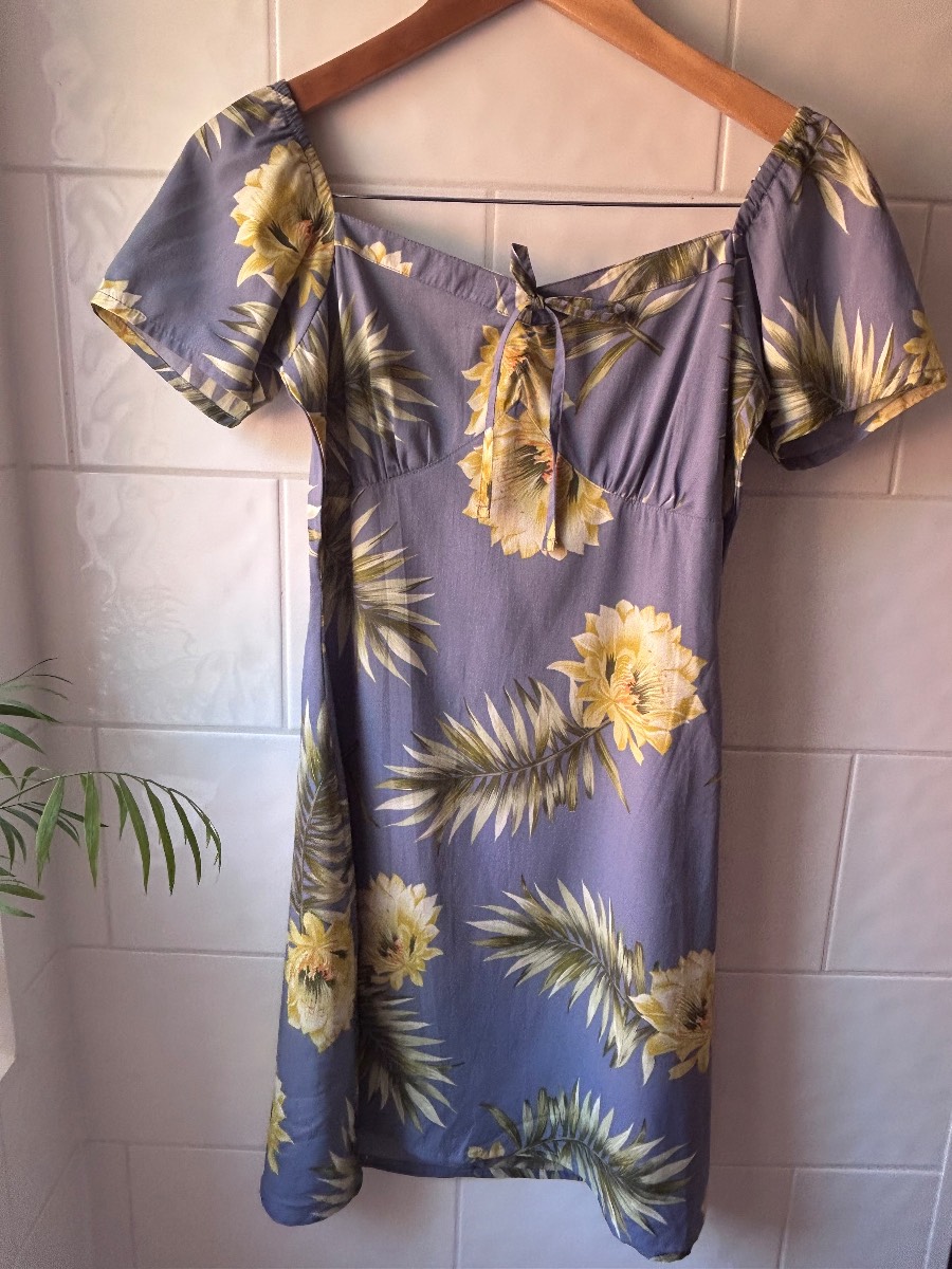 Floral Milkmaid Mini Dress Blue Yellow Size S