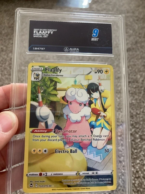 2022 Pokemon Silver Tempest Flaaffy TG03/TG30 Trainer Gallery Holo Aura 9 Mint