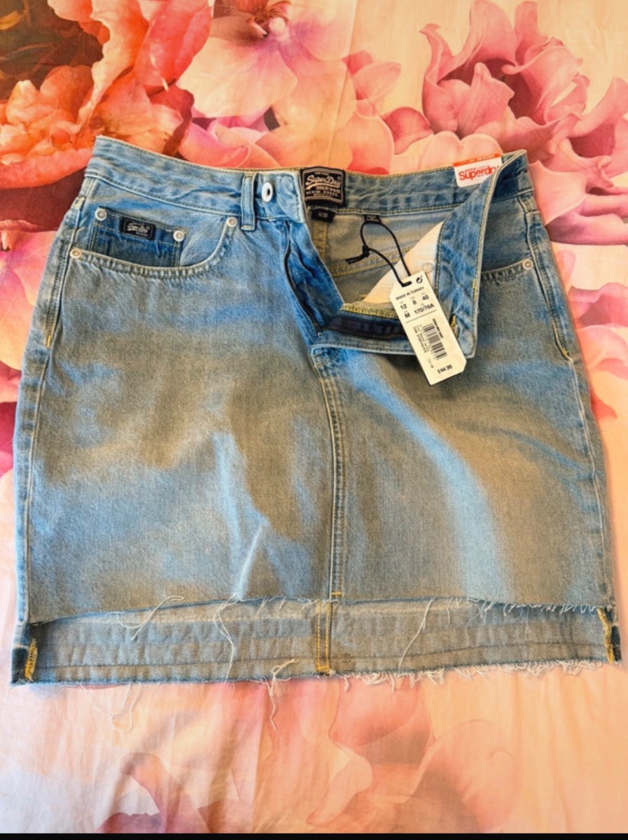 BNWT SuperDry Denim Skirt 30in/size 12
