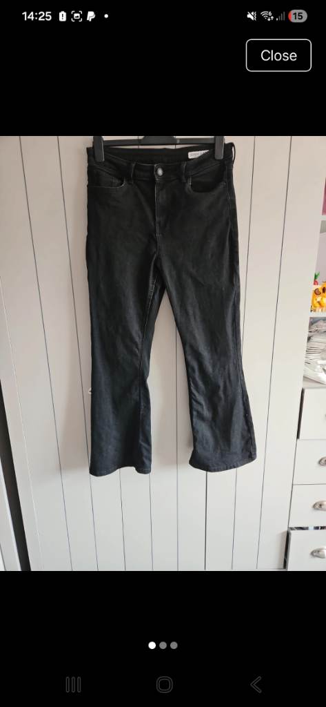 M&S skinny flare black jeans, short leg
