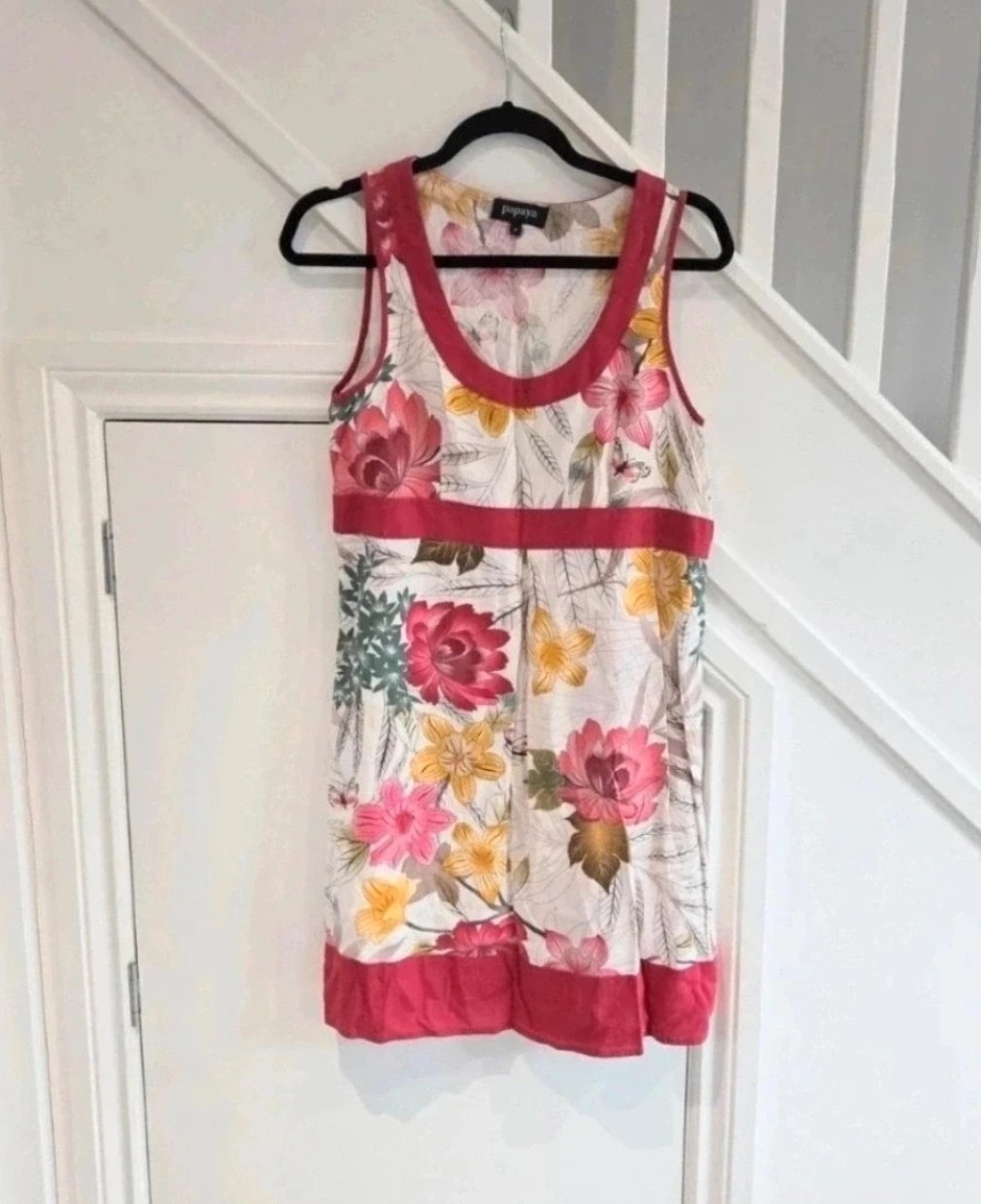 Papaya womens floral linen blend summer multicoloured holiday dress size 10