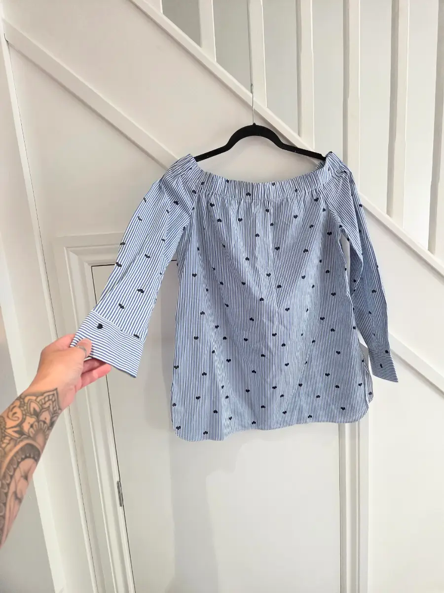 Matalan womens summer cotton striped heart design off the shoulder blouse size 12