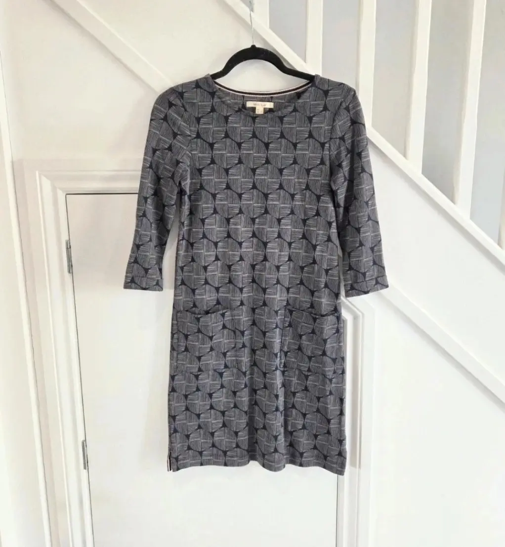 White Stuff womens casual summer cotton navy dress size 6
