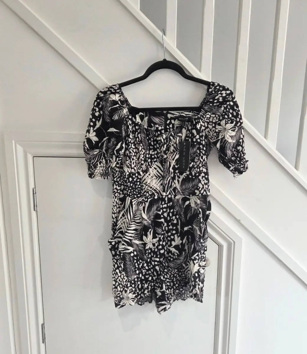 New Look BNWT womens summer black and white playsuit size 10