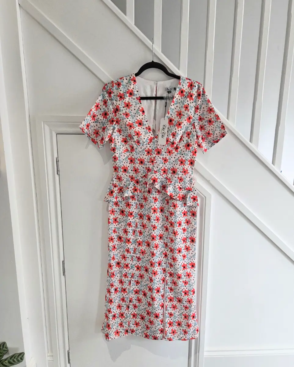 Chi Chi London womens long floral frill summer occasion holiday dress size 10