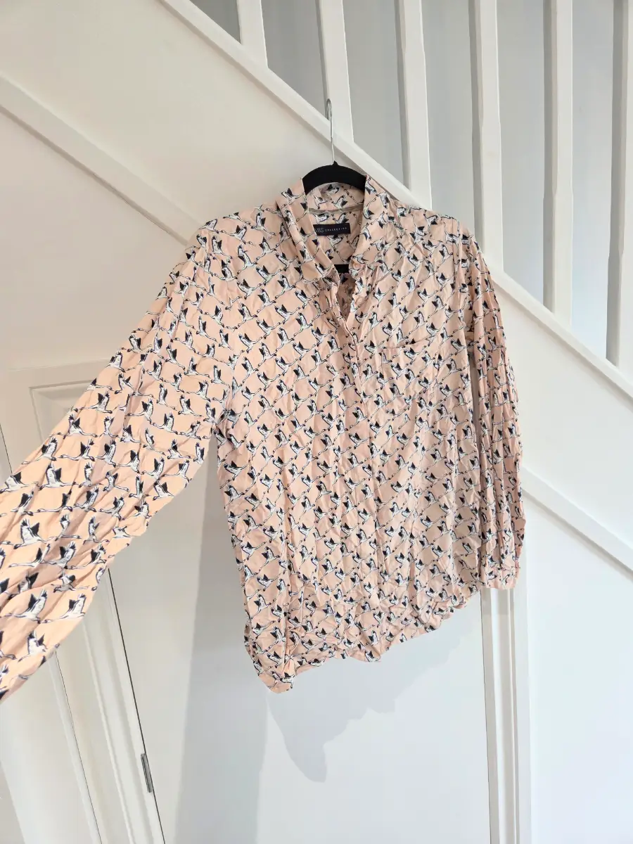 Marks and Spencer womens long sleeved bird design shirt blouse size 10