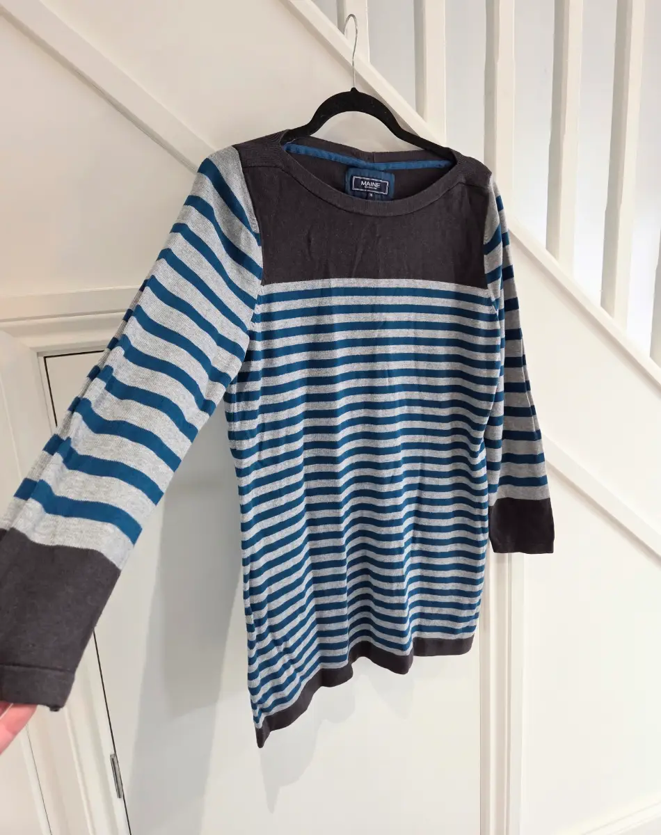 Maine New England womens striped cotton blend long jumper size 16