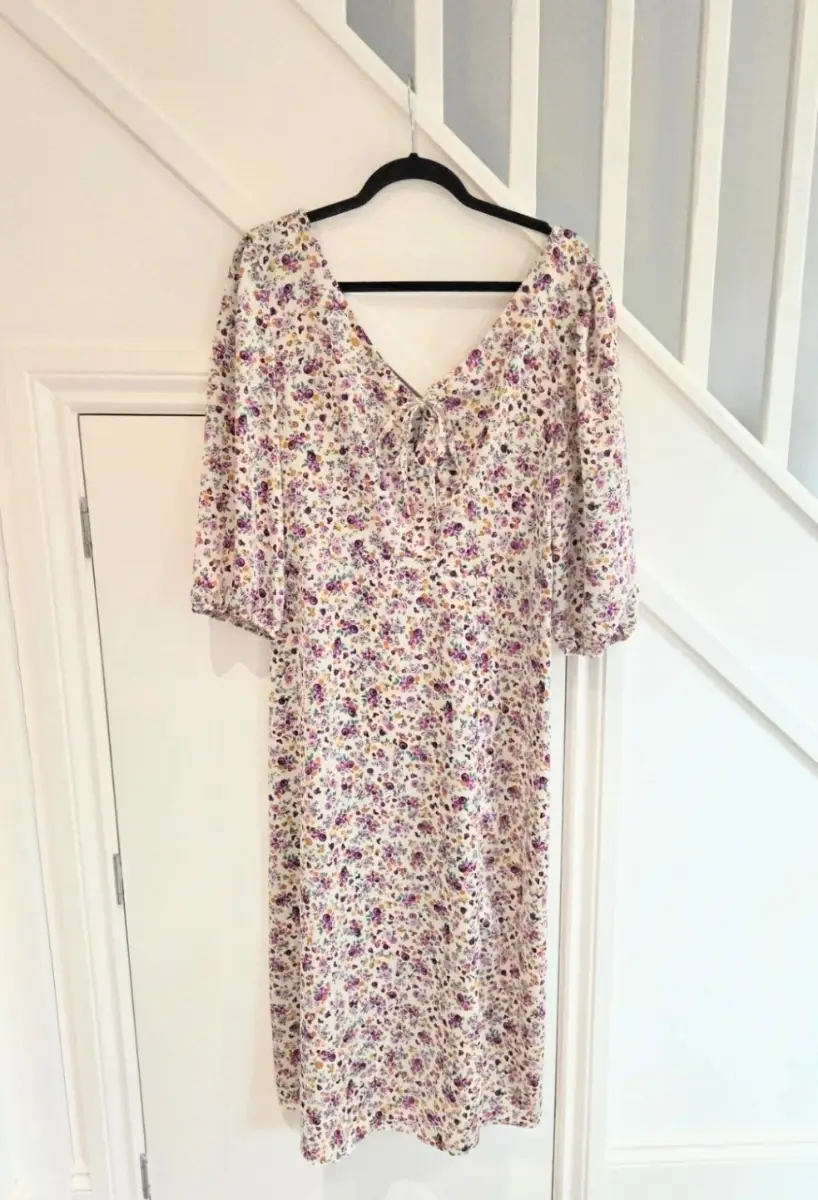 Tu womens long floral satin silky feel holiday summer occasion dress size 14
