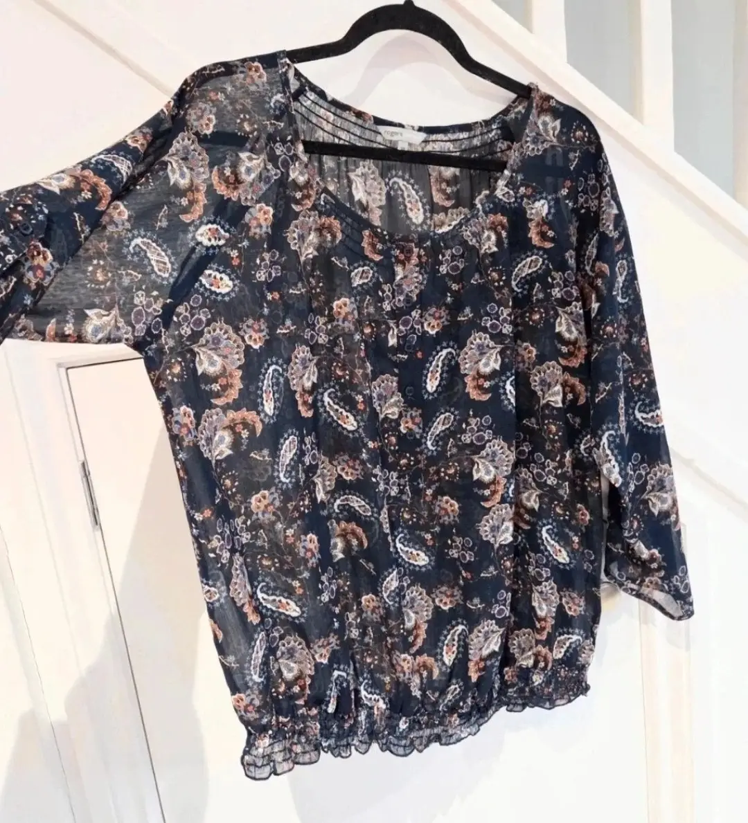 Rogers and Rogers womens paisley print Sheer summer navy multicoloured blouse size 20