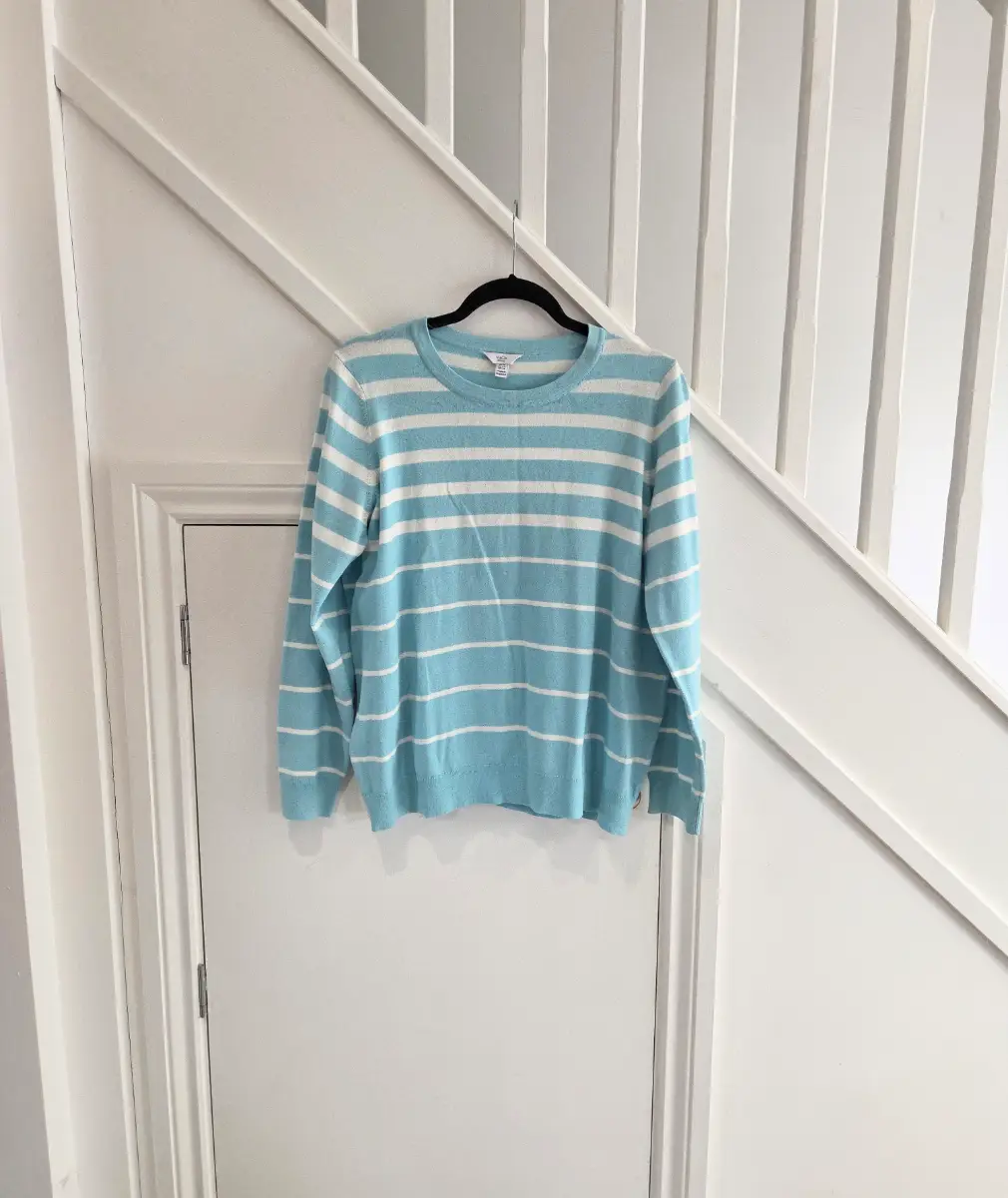 M&Co womens striped blue and cotton blend jumper size 18 petite