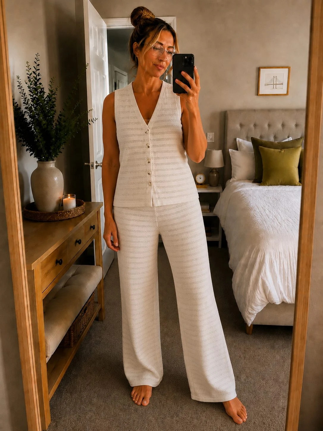 Mint Velvet Knitted Wide leg trouser and waistcoat set Co-ord – XL 14-16+