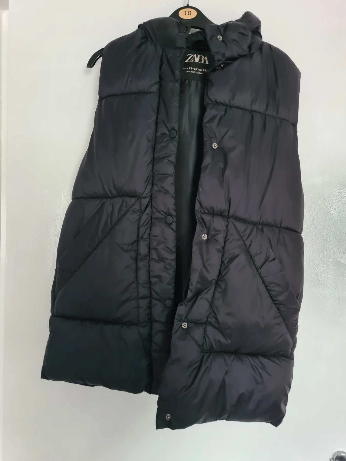 Girls zara above the knee hooded gilet age 11 to 12