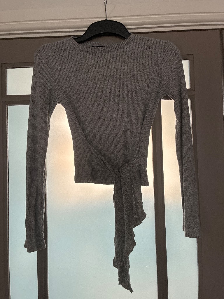 Zara rib tie front top