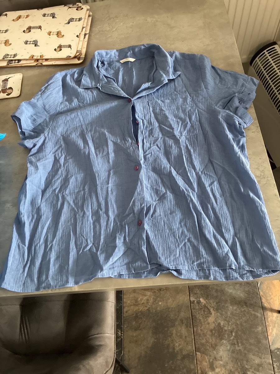 st Michael crinkle blue blouse