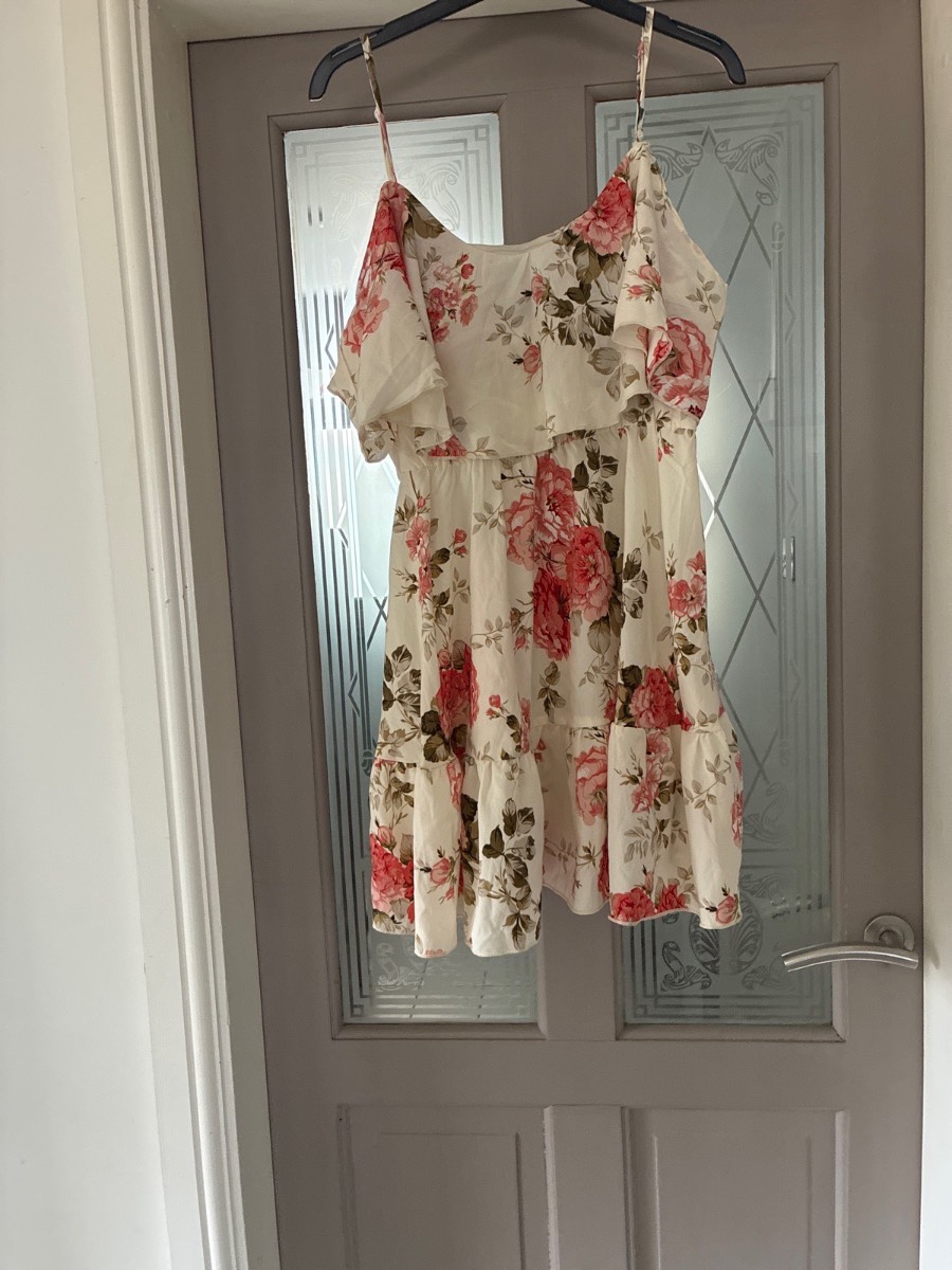 Shein floral cold shoulder dress