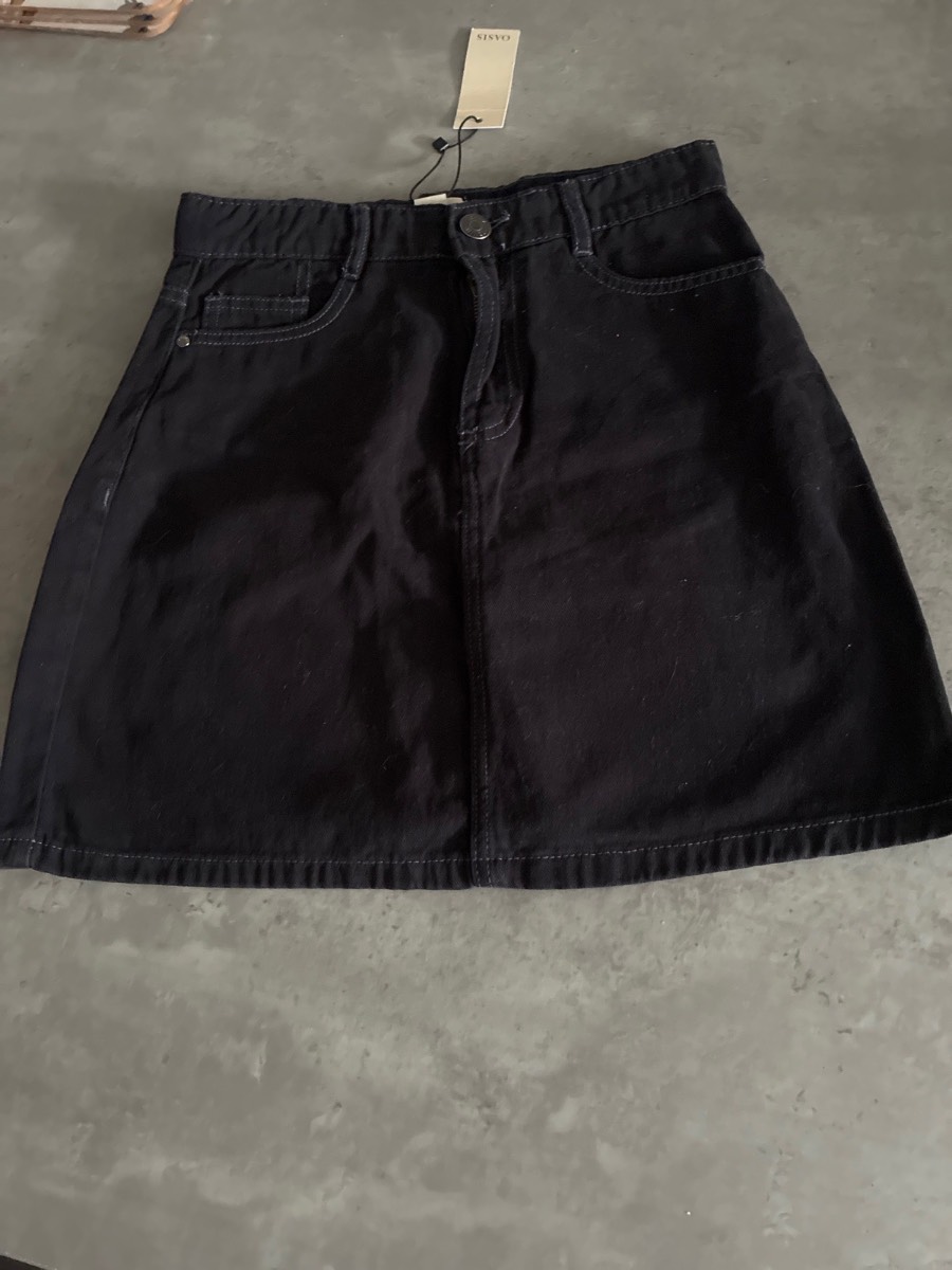 Oasis black denim mini skirt