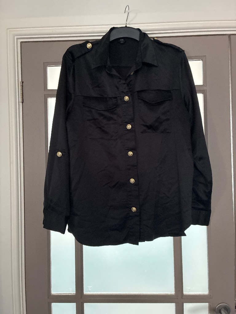 River island black satin shirt