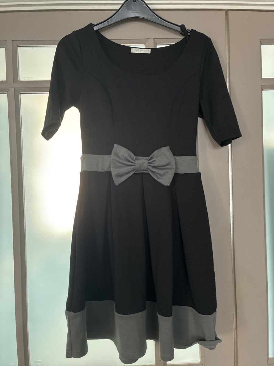 Just Ginger black dress with bow