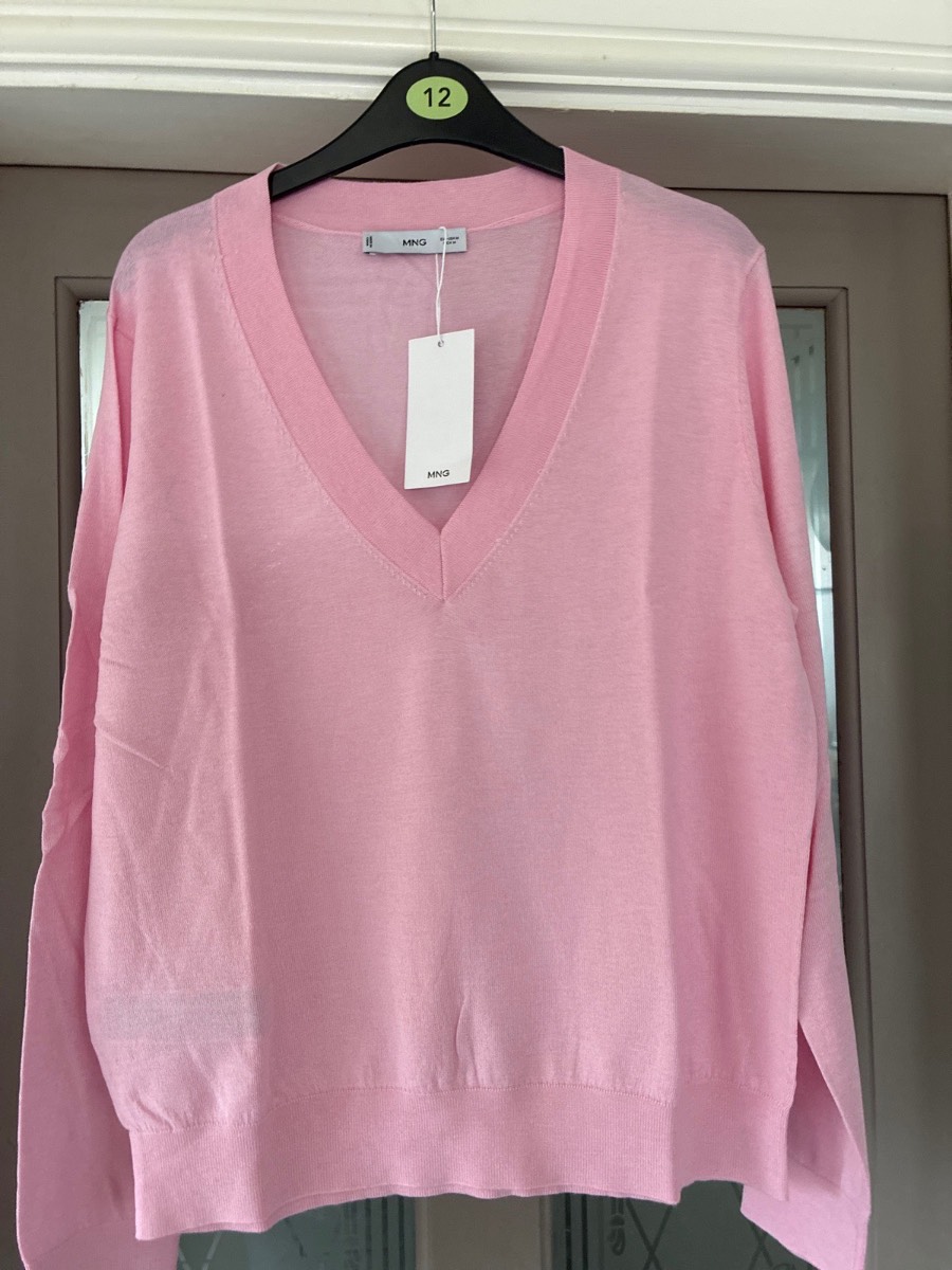Mango thin pink neck sweater