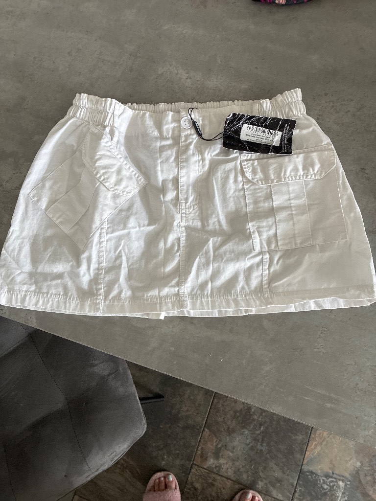 Prettylittlething white micro cargo skirt